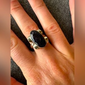 Sterling silver Nightstone ring approximate size 7